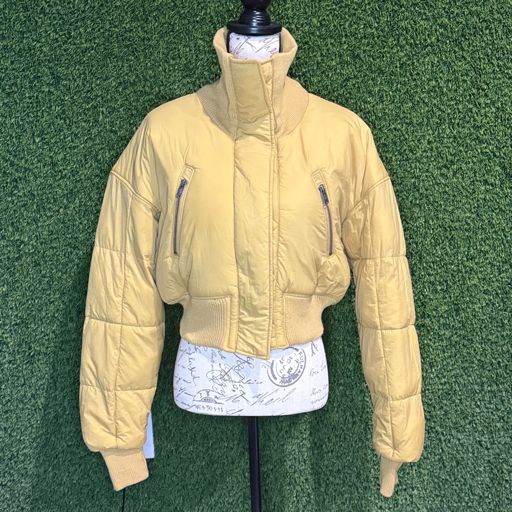 GUC Free People FP Movement Boulder Babe Cropped Puffer Jacket Mustard Yellow S